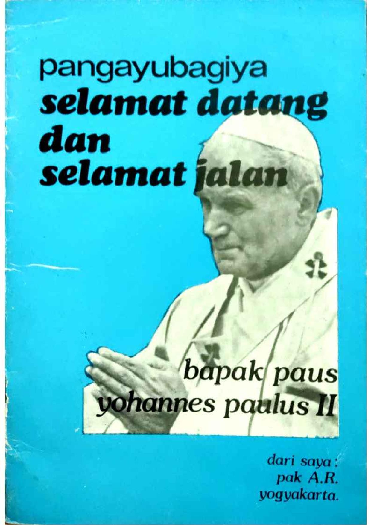 Surat Pak AR untuk Paus Yohannes Paulus II (Bahasa Indonesia)